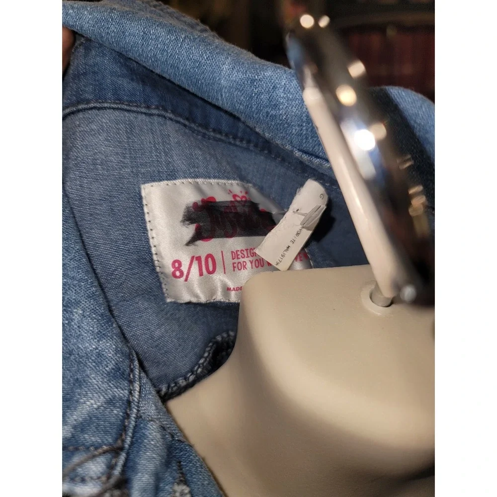 Girls Justice  SZ 8/10 Denim Jean Jacket‎  Unfinished Hem NWT